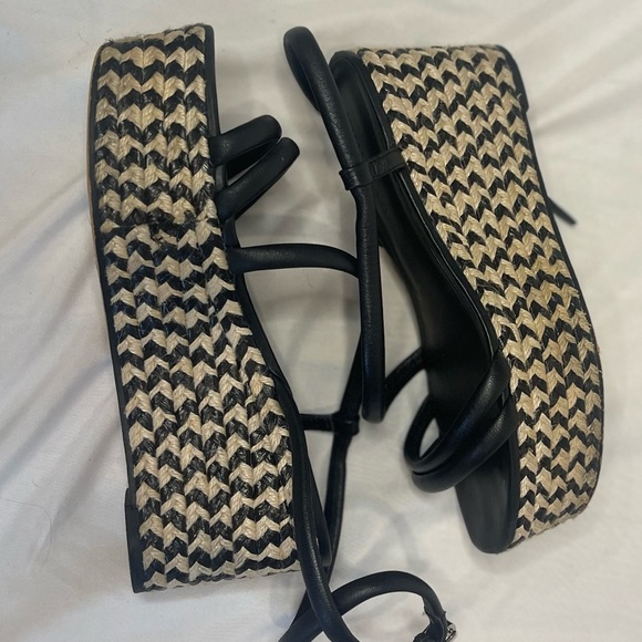 REBECCA MINKOFF Black Platform Jute Wrapped Strap Ankle Strap Josefia Wedge 8.5 - Picture 4 of 8